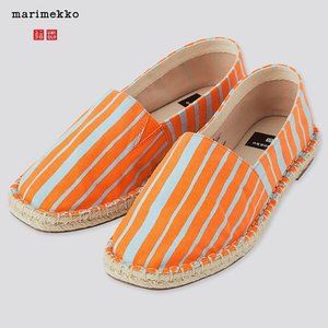 Marimekko Uniqlo Espadrilles Orange Blue Striped Size XL (Women's 9) Fabric